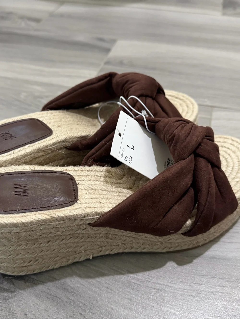 H&M Brown Knot Espadrille Platform Sandals
